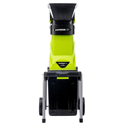 15 Amp Corded Electric Garden Chipper With Collection Bin For Branches Up To 1.8 Inches Power Through Sticks And Brush For Easy Yard Cleanup No Gas Or Fumes, front view