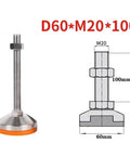 Heavy Duty Adjustable Leveling Feet 4 Pack Game Changer Furniture Leg Levelers With M20 Steel Threads And Beefy 60mm Bases To Crush Any Table Wobble Every Single Time showing detailed dimensions and design.
