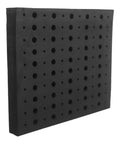Heavy Duty Foam Router Bit Storage Organizer Tray Featuring 110 Snug Cutouts For 1/4 Inch And 1/2 Inch Shank Bits side view with holes for organization.