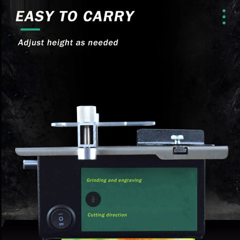 Fresh Knockout Desktop Mini Table Saw With Clear Safety Baffle For Clean 90 Degree And 45 Degree Cuts On Wood Acrylic Plastic Aluminum And Craft Projects No Drama Here, showing adjustable height feature.