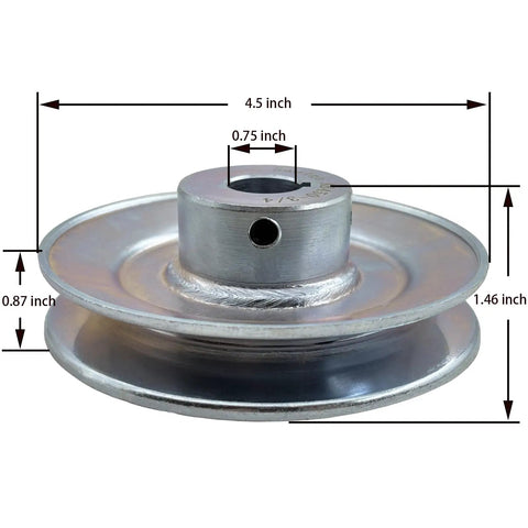 Single Groove Web Sheave V Belt Pulley For Three Quarter Inch Bore And Four Point Five Inch OD Heavy Duty Motor Pulley Carbon Steel 1020 Zinc Plated Fits A B 5L 4L AX BX Belts Includes Two Screws And Wrench