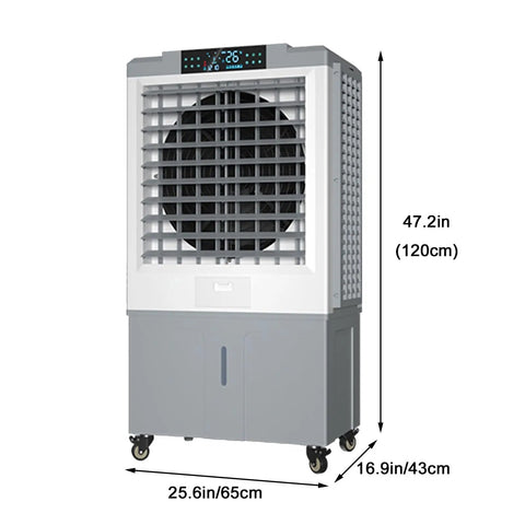 Kick Those Sweltering Days To The Curb With This Portable Swamp Cooler, Housing A Generous Water Tank, 24 Hour Timer, Three Fan Speeds, And Crisp Indoor Outdoor Chill, 47.2in tall cooler with water tank and wheels.