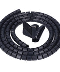 Spiral Cable Wrap For Home Office And Entertainment Centers With Clamp, Heavy Duty Wire Sleeves And Winding Tube, coiled view.