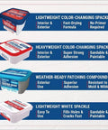 Comparison of spackle types including 8 Oz Premium Lightweight Color Changing Spackle Tub For Easy Patch Jobs On Walls And Ceilings