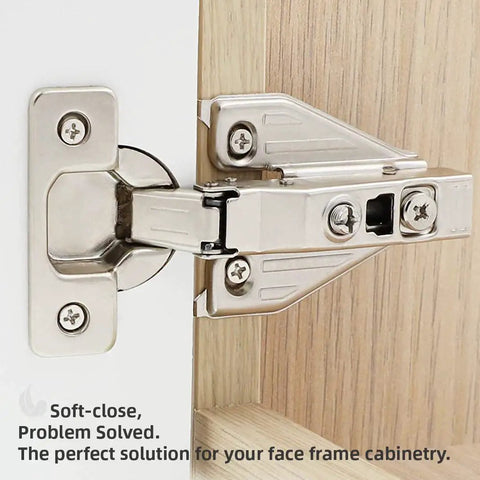 Installed 50 Pack Full Overlay Soft Close Cabinet Hinges For Kitchen Cabinets with 105 Degree Face Frame Concealed Hinges.