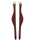 Equine Bridle Leather Fender Hobbles Flared With Smoothed Darkened Edges And Nickel Plated Hardware, Five Eighths Inch Wide, Sold Per Pair