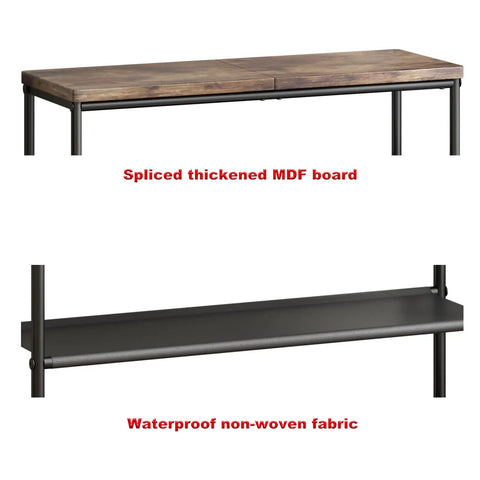 Four Tier Metal Shoe Rack Organizer With Industrial MDF Top Board And Layered Fabric Shelves top view