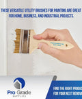 Hand using 24 Pack 4 Inch Chip Paint Brushes With Disposable Natural China Bristles, Square Trim, Solid Wood Handles for painting a wall.