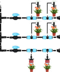 Drip irrigation system with 12 Pack One-Half Inch Drip Irrigation Barbed Valve Fittings With Ball Shut Off Barbed Switch Valves For Garden Sprinkler
