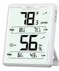 Indoor Hygrometer And Thermometer With Crazy Fast 5 Second Refresh High Accuracy Humidity And Temperature Meter 3.4 Inch LCD Display White Room Monitor For Home Office on stand