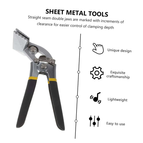 3 Inch Hand Seamer Tool for Sheet Metal Bending and Seaming, lightweight straight jaw metal bender with black handles