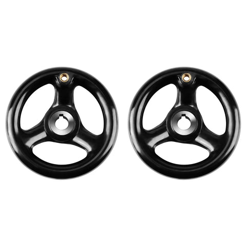 Heavy Duty 3 Spoke Round Handwheel Made From Durable Engineered Plastic For Machine Tools And Industrial Control Panels With Superior Grip And Anti Aging Performance You Need For Any Workshop Job, black 3-spoke handwheel pair