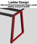 Built Different Heavy Duty Metal Table Legs Matte White Industrial Desk Legs showing a durable trapezoidal design with bold outlines.