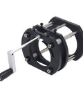 Four Jaw Chuck Clamp for Built Like A Boss Wood Router Lifting Table, solid aluminum build, crank handle for height adjustment.