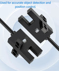 Five Pack U Slot Photoelectric Switch Sensor With NPN Output, Optical Sensor For Precise Object Detection, NO NC Adjustable, DC 5 To 24V, No Fuss Easy Setup, Reliable Industrial Automation Sensor For Conveyors, Machinery, And Robotic Systems, black U-slot sensors