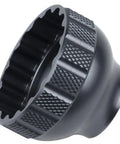 Close-up of 16-Notch Bottom Bracket Tool Black For 41mm OD Threaded BB, Precision Fit In CNC Aluminum, showing notch detail.