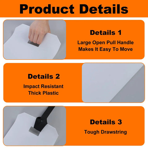 Product details of Two Pack Long Appliance Sliders With Pull Straps Furniture Moving Mats showing handle, thick plastic, drawstring.