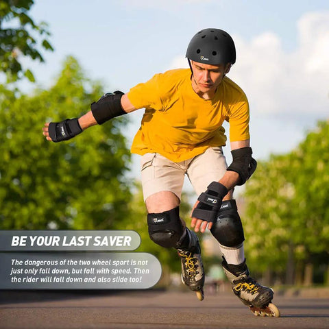 Adult and Kid Skating Protective Gear Set with vented helmet and EVA pads, inline skating outdoors