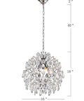 Dope Crystal Raindrop Pendant Chandelier with Adjustable Chain, 16 inch diameter, 18 inch height, modern ceiling light fixture.