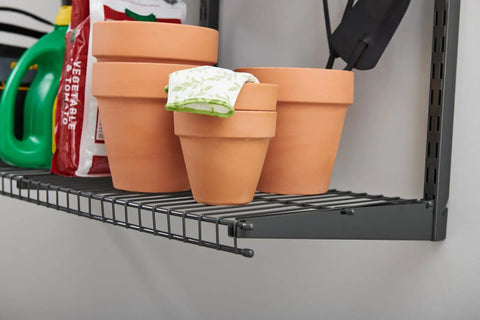 Hella Sturdy Garage Wall Storage Rack With Heavy Duty Steel Shelves And Modular Rails For Workshop Home Organization Super Quick Install Totally Game Changing Setup
