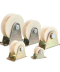 Tough As Nails V Groove Wheel Sliding Gate Casters With Durable Nylon Track Wheel U Type Pulley for barn doors and wire rope systems, four sizes.