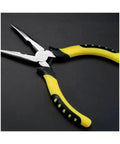 Front view of WHSDBPXP 6-inch multi-function pliers with yellow and black grip and diagonal cutting jaws