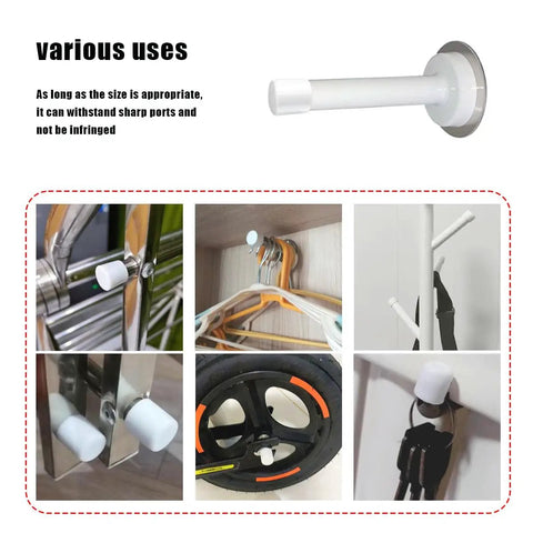 20 Pack Door Stop Caps Replacement Rubber Tips For Door Stoppers 0.39 Inch White Door Wall Protection installed on door stoppers.
