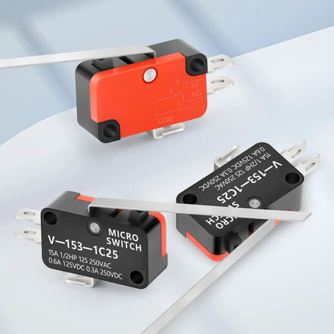 20 Pieces Long Straight Lever Arm Micro Switch Heavy Duty 15A 125 To 250 VAC 1NO 1NC Limit Switch V-153-1C25 fire resistant housing