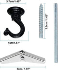 Heavy Duty Swag Ceiling Hooks With Hardware For Hanging Plants Chandeliers Wind Chimes And Ornaments, 55mm And 2.17 Inches Metal Ceiling Hooks, Includes Screws And Toggles, Black Finish, Easy Install, Two Pack, showing hook and hardware.