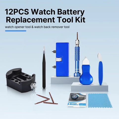 All In One Watch Battery Replacement Tool Kit With Adjustable Case Opener Back Remover Tweezers And Precision Screwdrivers For Easy DIY Watch Repair And Maintenance
