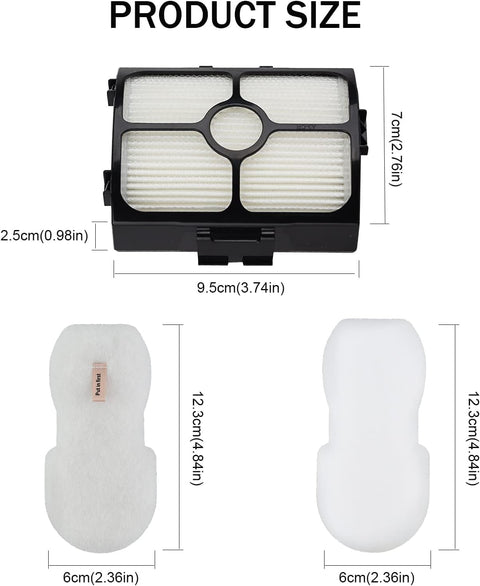 Premium Replacement Vacuum Filter Kit For Stratos Ultralight Corded Stick Vacuum HZ3002 HZ3000 HZ4001AMZ HZ4002 size guide