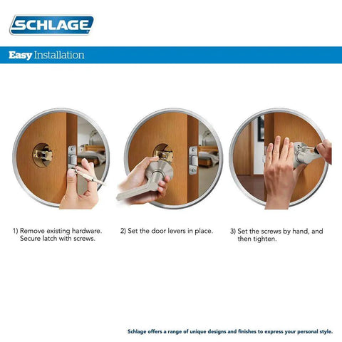 Northbrook Satin Nickel Door Lever With Keyed Entry, Exterior Key Access And Interior Turn Button installation steps on wooden door
