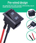 Five Pack Rocker Switches SPST On Off 2 Pins 2 Position 6A 250V And 10A At 125V with pre soldered wires close-up