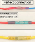 130Pcs Heat Shrink Bullet Wire Connectors Kit Waterproof Marine Grade Terminals showing hot melt adhesive and waterproof seal