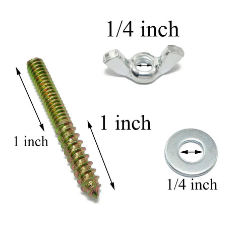 Straight-Up Hardcore Hanger Bolts 1/4-20 X 2 Inch With Wing Nuts Galvanized Dowel Screws For Rock Solid Wood Furniture Builds Quick Setup Every Single Time