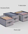 6 Pack Clothes Drawer Organizer Set With Built In PP Board For Jeans, Sweaters, T Shirts, Thin Coats, Stackable Bins with Handles