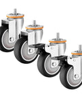 4 Pack Heavy Duty Furniture Caster Wheels With Brakes M10 M12 Threaded Swivel Rollers for smooth rolling on various surfaces.