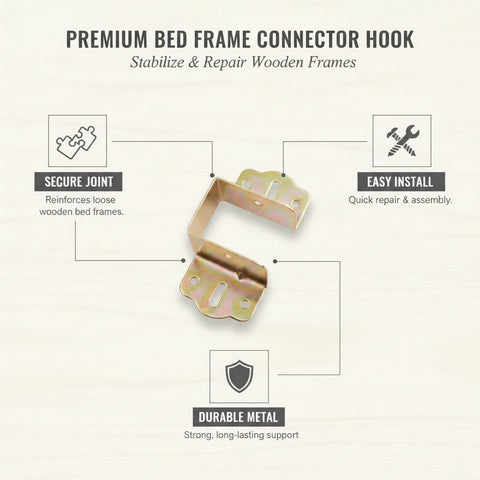 Fix Wobbly Furniture Fast With A Solid Yellow Wood Connector Hook For Frame Rail Reinforcement, durable metal connector hook.