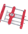 Self Centering Mortise Tenon Jig Kit Delivers Dead On Alignment And Quick Setup For Rock Solid Woodworking Projects, red and steel, flat mounting.