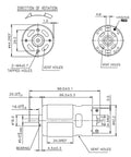Technical drawing of a 12-24V DC motor for Mini Table Drill Kit With 12-24V DC Motor, 10000-20000 RPM showing dimensions and features