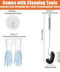 Heavy Duty High Pressure Toilet Plunger Kit With Curved Brush And Comfort Grip Gloves, All In One Drain Clog Buster tools