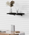 8 Pack Wood Slatwall Shelves With Heavy Duty Metal Brackets for home organization, shown wall-mounted, supporting vase and decor items.
