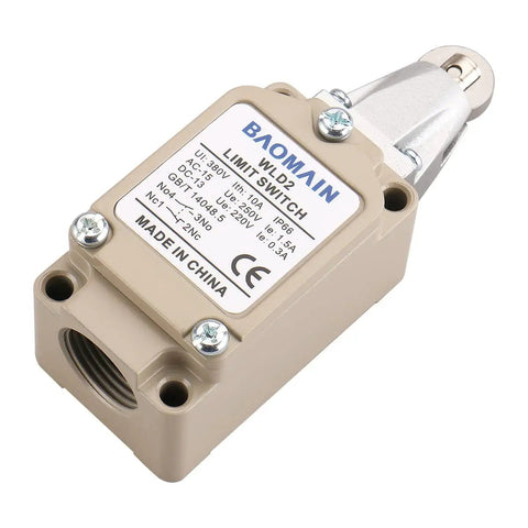 Limit Switch WLD2 With Parallel Roller Plunger Momentary Actuator One NO And One NC Contact Two Circuit Industrial Position Switch 10 Amp 250VAC Built Tough For CNC And Conveyors IP66 Waterproof