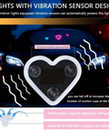 Solar Powered Heart Light For Cars Wireless LED Ambient Lamp With 6 Modes And Vibration Sensor Auto On At Night