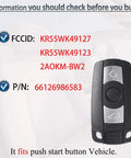 BMW Key Fob Replacement CAS3 For 2004 To 2014 3 Series And 5 Series Remote Key Fob Fits 325i 328i with FCCID KR55WK49127