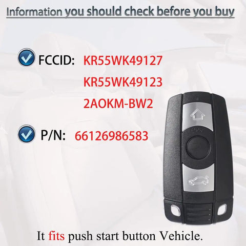 BMW Key Fob Replacement CAS3 For 2004 To 2014 3 Series And 5 Series Remote Key Fob Fits 325i 328i with FCCID KR55WK49127