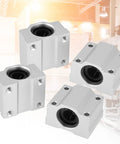 4 Piece Aluminum Linear Motion Ball Bearing Slide Block Set For CNC showing four closed pillow blocks with sealed design.
