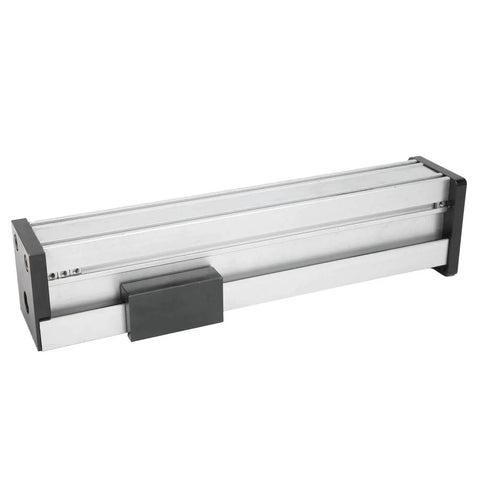 Full Enclosed Actuator Aluminum Sliding Table With 155mm Stroke High Precision Screw Drive For CNC Robotics And Automation, side view.