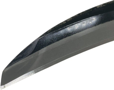Close-up of Grass Sickle Garden Tool 7.6 Inch Blade, Japanese Style Kama, showing sharp carbon steel edge for weeding