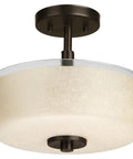 Two Light Semi Flush Ceiling Fixture In Etched Umber Finish Twelve Inch Wide Modern Hallway And Living Room Lighting